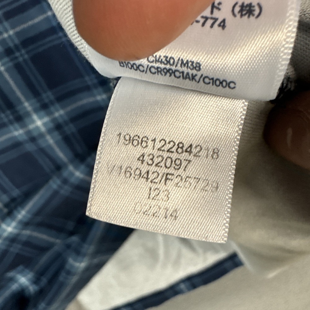 Lands End Polo Shirt Mens XXL 2XL Blue Plaid Traditional Fit Long Sleeve Button - Picture 6 of 10